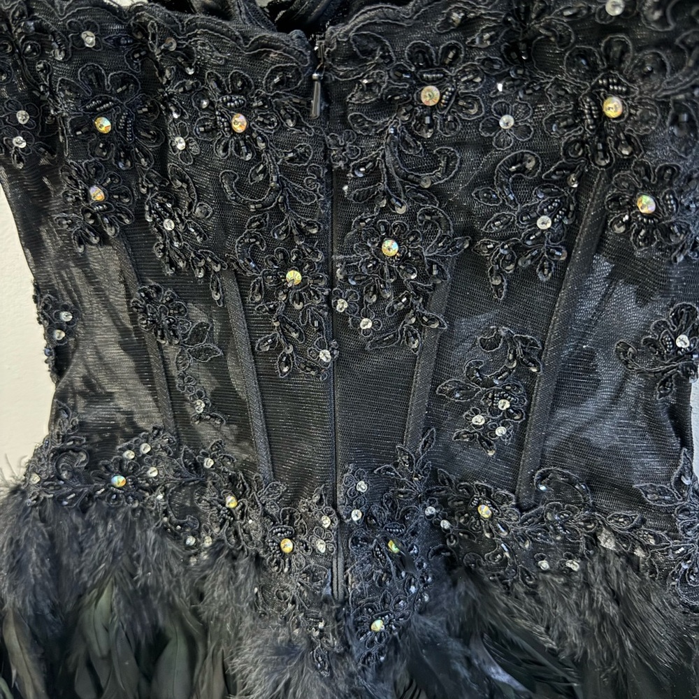 Tony Bowls Black Strapless Feather Dress - Picture 10 of 10